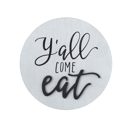 Eat Text Round Wood Wall, Round White Wood Wall Decor